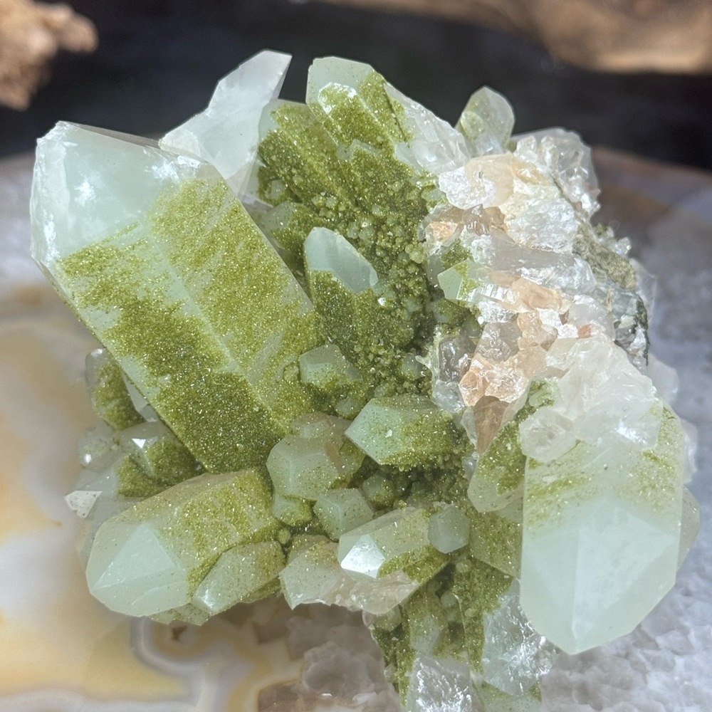 Rare Epidote on Quartz Cluster Turkey - Picture 1 of 10